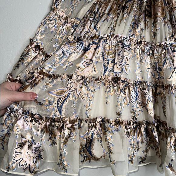 Zimmermann Ladybeetle Tiered Floral Printed Burnout Chiffon Blouse Size US 8 - Picture 7 of 14